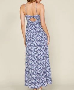 She She Boutique Floral Twist Back Dress - Navy/Lavender CLOTHING
