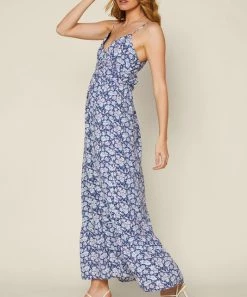 She She Boutique Floral Twist Back Dress - Navy/Lavender CLOTHING