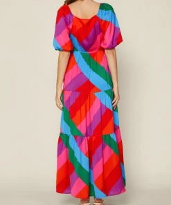 She She Boutique NEW ARRIVALS Rainbow Tiered Maxi Dress - Rainbow Stripe
