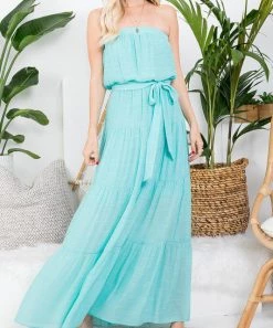 She She Boutique Strapless Maxi Dress - Aqua Blue 7 She She Boutique Strapless Maxi Dress - Aqua Blue