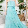 She She Boutique Strapless Maxi Dress - Aqua Blue