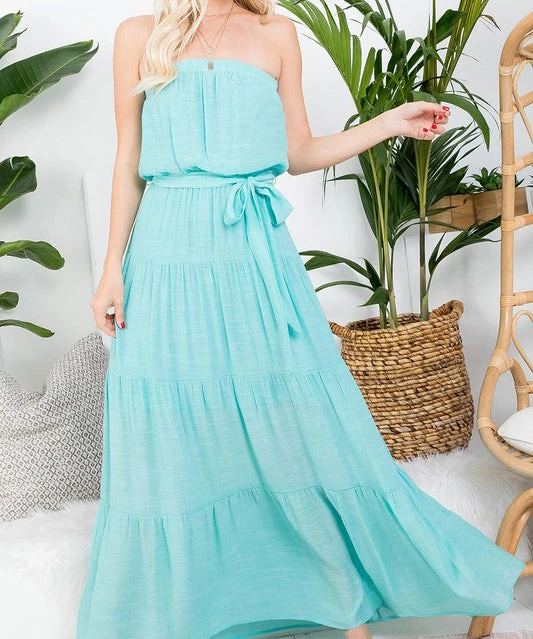 She She Boutique Strapless Maxi Dress - Aqua Blue 3 She She Boutique Strapless Maxi Dress - Aqua Blue