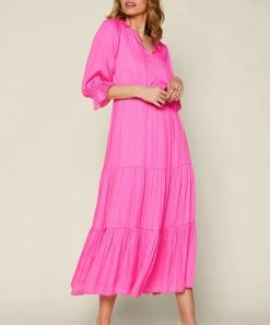 She She Boutique NEW ARRIVALS Tiered Maxi Dress - Kelly Green OR Pink Bubblegum