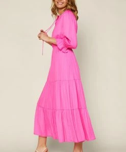 She She Boutique NEW ARRIVALS Tiered Maxi Dress - Kelly Green OR Pink Bubblegum