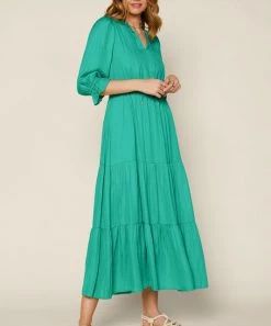 She She Boutique NEW ARRIVALS Tiered Maxi Dress - Kelly Green OR Pink Bubblegum