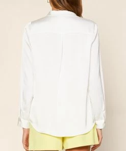 She She Boutique Satin Buttondown Shirt - Lavender OR Off White CLOTHING