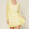 She She Boutique CLOTHING Floral Print Dress - Yellow/White