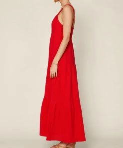 She She Boutique Sleeveless Tiered Maxi Dress - Red CLOTHING