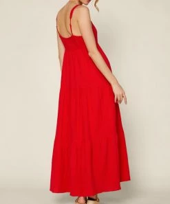 She She Boutique Sleeveless Tiered Maxi Dress - Red CLOTHING