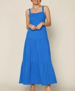 She She Boutique Sleeveless Tiered Maxi Dress - Blue