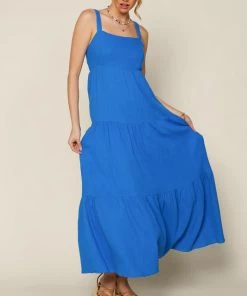 She She Boutique Sleeveless Tiered Maxi Dress - Blue