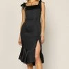 She She Boutique Satin Midi Dress - Black