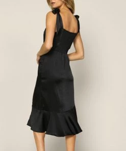 She She Boutique Satin Midi Dress - Black