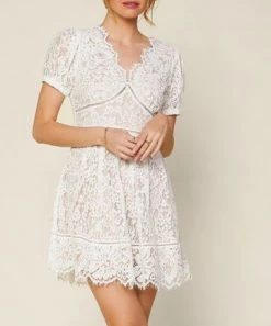 She She Boutique Lace Detail Dress - White