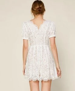 She She Boutique Lace Detail Dress - White