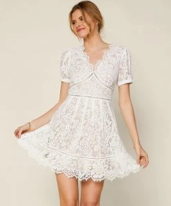 She She Boutique Lace Detail Dress - White