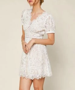 She She Boutique Lace Detail Dress - White