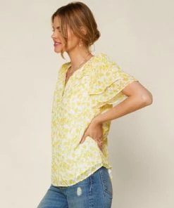 She She Boutique Floral Blouse - White/Yellow CLOTHING