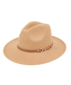 She She Boutique NEW ARRIVALS Fedora Hat With Belt Buckle - Camel