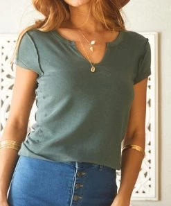She She Boutique CLOTHING Short Sleeve Top - Dusty Sage