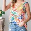 She She Boutique Leaf Print Top - Off White CLOTHING