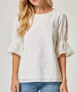 She She Boutique Eyelet Blouse - Ivory