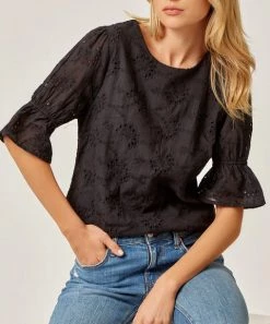 She She Boutique Eyelet Blouse - Black