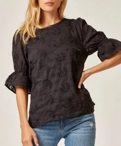 She She Boutique Eyelet Blouse - Black