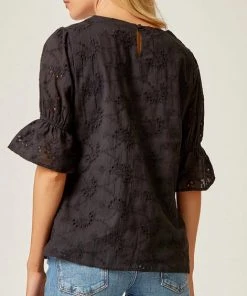 She She Boutique Eyelet Blouse - Black