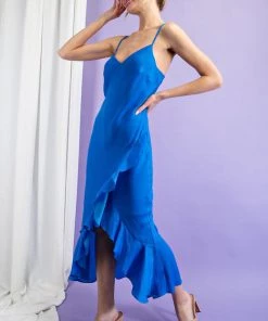 She She Boutique Wrap Midi Dress - Royal Blue
