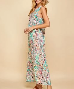 She She Boutique Sleeveless Maxi Dress - Light Gray Multi NEW ARRIVALS