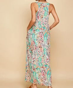 She She Boutique Sleeveless Maxi Dress - Light Gray Multi NEW ARRIVALS