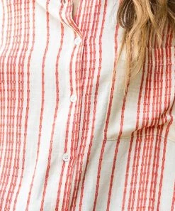 She She Boutique Striped Button Down Top - Navy/Cream OR Red/Cream