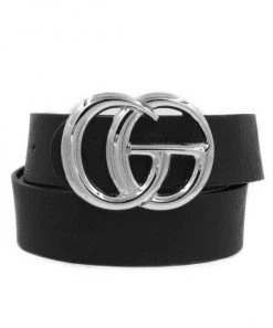 She She Boutique Double Metal Ring Belt- Light Taupe/Gold OR Black/Silver ACCESSORIES