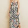 She She Boutique CLOTHING Paisley Satin Halter Dress - Mosaic Blue