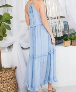 She She Boutique Smocked Halter Dress - Powder Blue CLOTHING