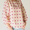 She She Boutique Swiss Dot Bubble Sleeve Top - Ivory CLOTHING