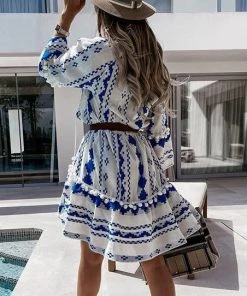 She She Boutique Geo Print Dress - Blue