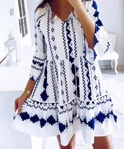 She She Boutique Geo Print Dress - Blue