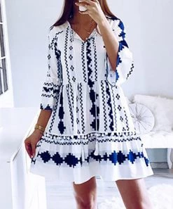 She She Boutique Geo Print Dress - Blue
