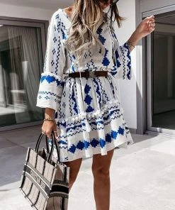 She She Boutique Geo Print Dress - Blue