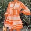 She She Boutique V-Neck Dress - Orange OR Light Green
