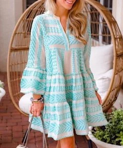 She She Boutique V-Neck Dress - Orange OR Light Green