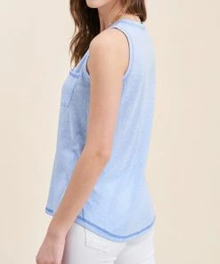 She She Boutique Exposed Stitch Tank Top - Jade. Light Blue OR Dusty Coral