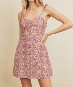 She She Boutique CLOTHING Floral Mini Dress - Berry