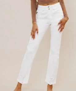 She She Boutique High Rise Slim Straight Jeans - White