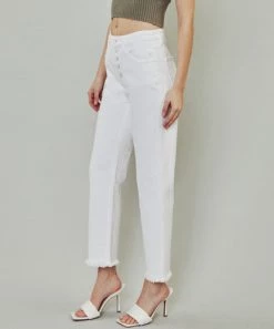 She She Boutique High Rise Straight Leg Jeans - White