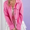 She She Boutique CLOTHING Mineral Washed Distressed Jacket - Cotton Candy OR Vanilla