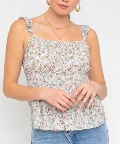 She She Boutique Sleeveless Floral Top - Sage Multi CLOTHING