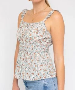 She She Boutique Sleeveless Floral Top - Sage Multi CLOTHING